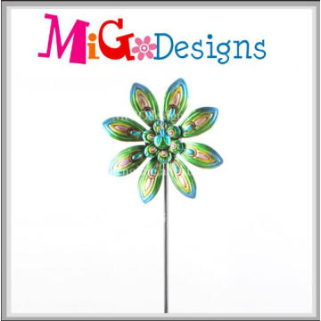 Top-Seller Metall Pfau Wind Spinner Garten Stake Design